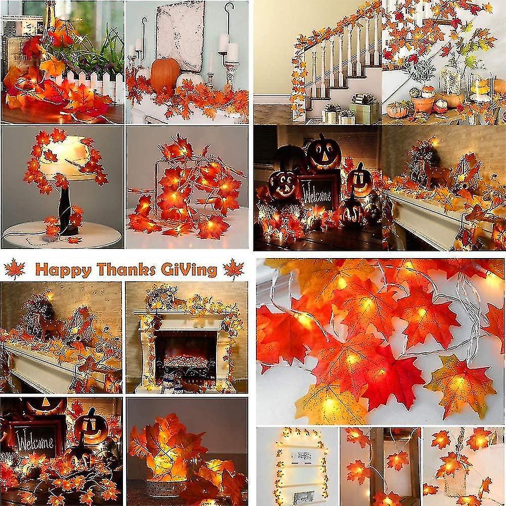 Maple Leaf Fairy Lights， 20led Autumn Garland Autumn Leaf Garland Autumn Decoration Autumn Maple Lea