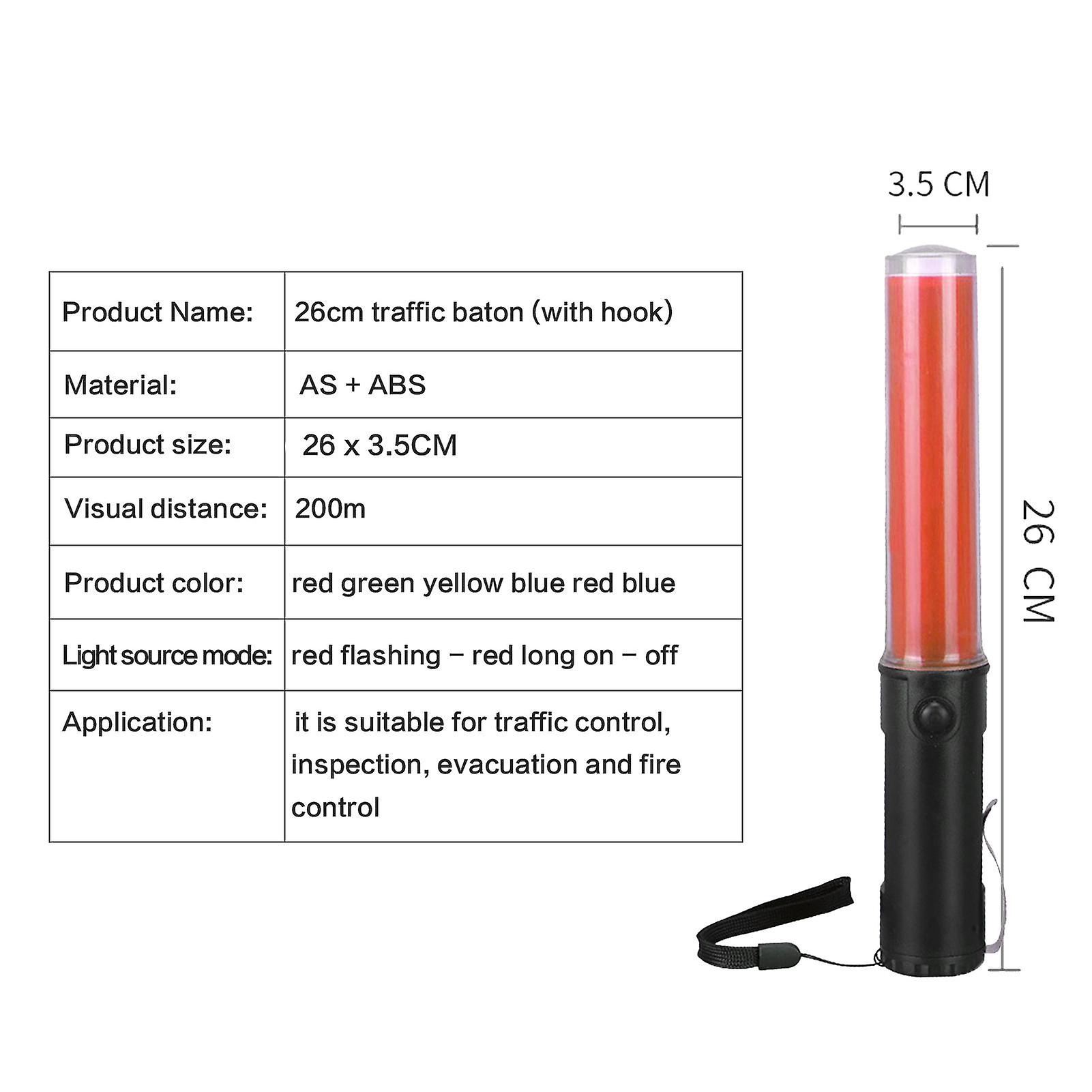 26cm Traffic Baton Led Safety Command Warning Stick Fire Control Emergency Fluorescent Rod(red)