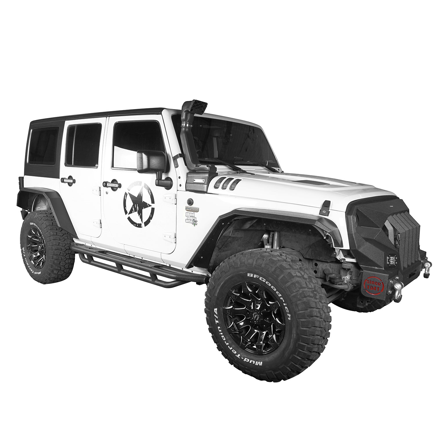 Hooke Road Fits Jeep Wrangler JK 2007-2018 Flat Tube Front and Rear Fender Flares