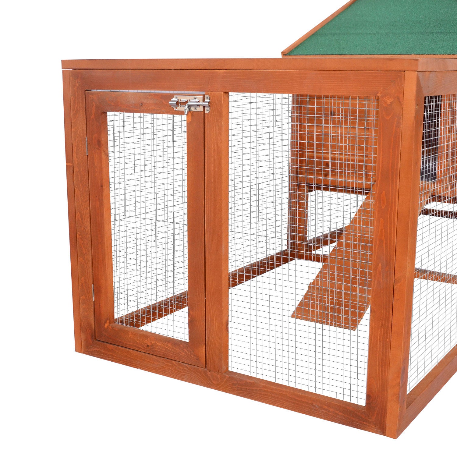 Pawhut 2-Story Large Wooden Rabbit Hutch Pet House with Ramps， Lockable Doors， Run Area and Asphalt Roof for Outdoor Use