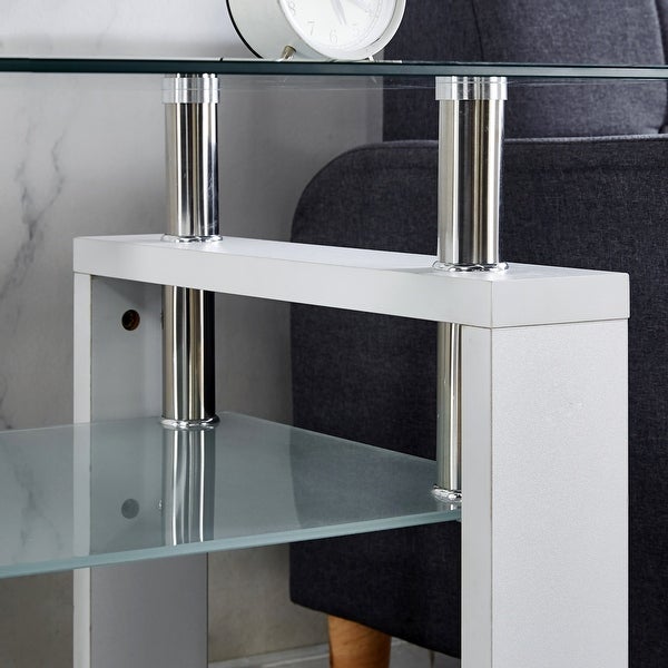 Modern Design Side Table with Clear Glass Top