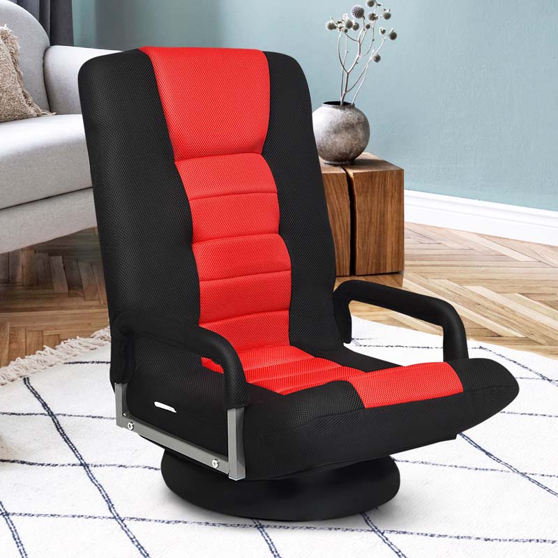 360° Swivel Floor Gaming Chair, 6-Position Adjustable Folding Floor Chair Recliner, Breathable Mesh Fabric Lazy Soft Sofa