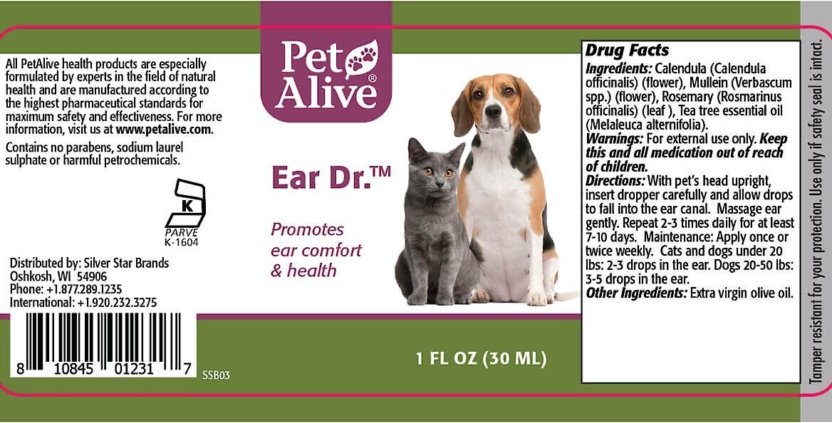 PetAlive Ear Dr. Dog and Cat Ear Drops， 0.71-oz bottle