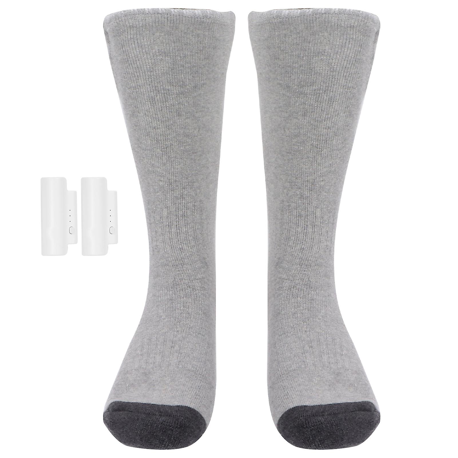 Winter Outdoor Sports Skiing Heated Socks Electric Smart Heating Cotton Stockingsgray