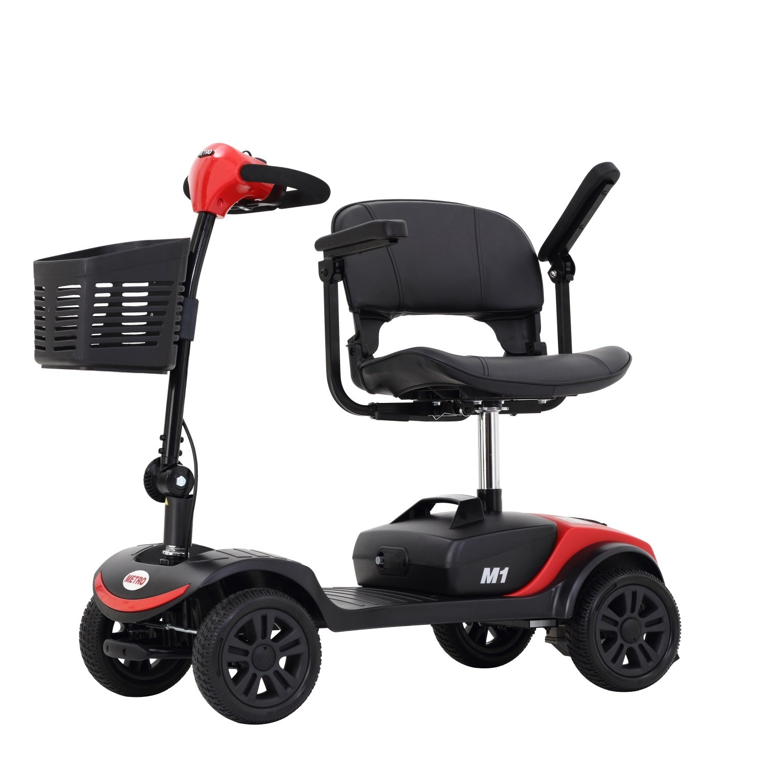 4-Wheel Electric Mobility Scooter for Adults, Portable Folding Scooter Wheelchair with Charger Basket