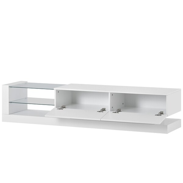 Entertainment Center TV Stand with 2 Media Storages and LED Lights - 15