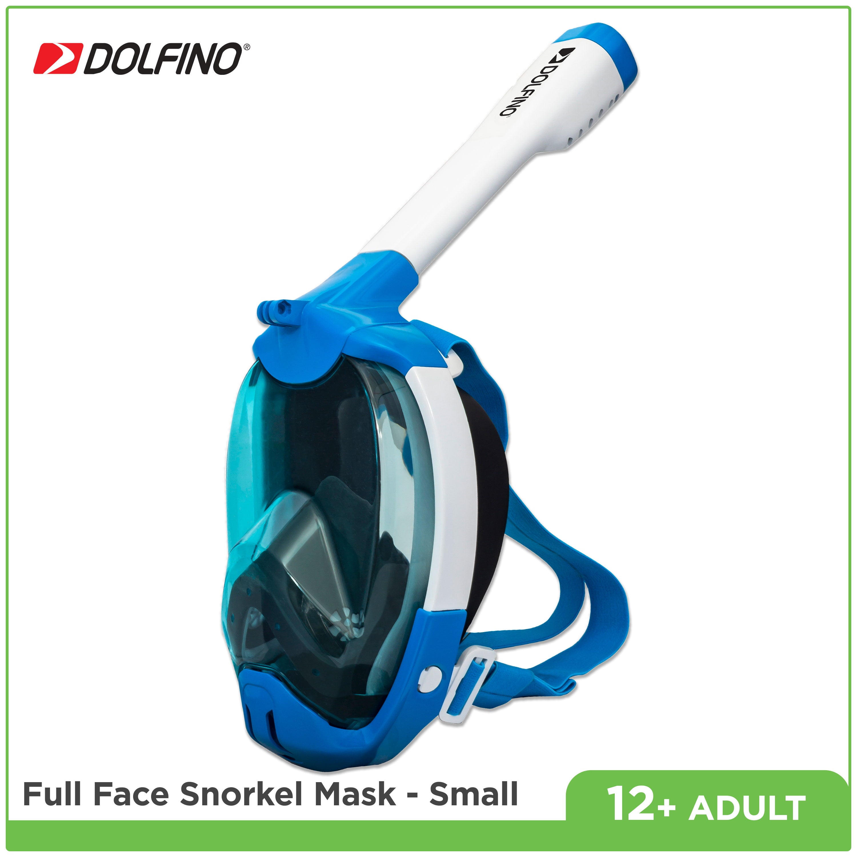 Dolfino Calypso Snorkels Blue Full Face Swim Mask with Fog Resistant Lens and Camera Mount (Small)