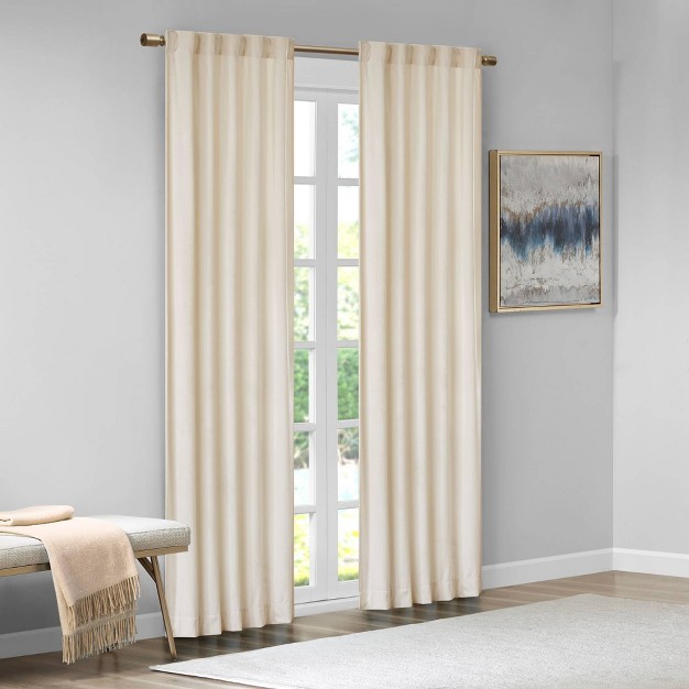 Set Of 2 Bryce Poly Velvet Room Darkening Curtain Panels