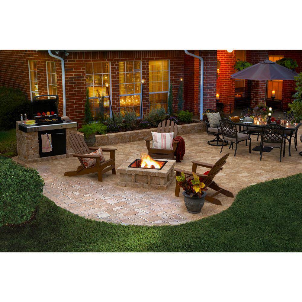 Pavestone RumbleStone 38.5 in. x 21 in. Square Concrete Fire Pit Kit No. 5 in Cafe RSK50769