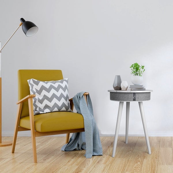 Bluetooth Speaker Marble Accent End Table (Wireless Charging)