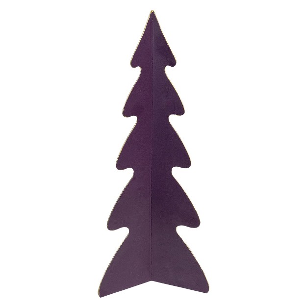 Purple Triangular Christmas Tree With A Curved Design Tabletop Decor