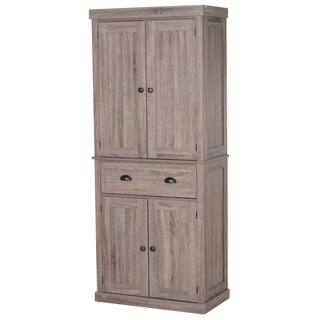 HOMCOM Grey Freestanding Kitchen Pantry with Drawer and Adjustable Shelves 835-115