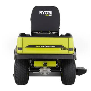 RYOBI 80V HP Brushless 46 in. Battery Electric Cordless Riding Lawn Tractor with (3) 80V 10Ah Batteries and Charger RYRM8070