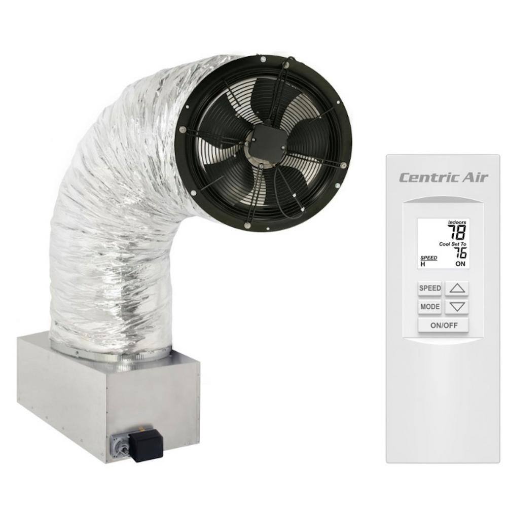 CENTRIC AIR 3.4(R2) Whole House Fan 3242 CFM (HVI-916 Certified Airflow Rating) 2-Speed Remote with TimerTemp Control R50 Damper CentricAir 3.4(R50R2)