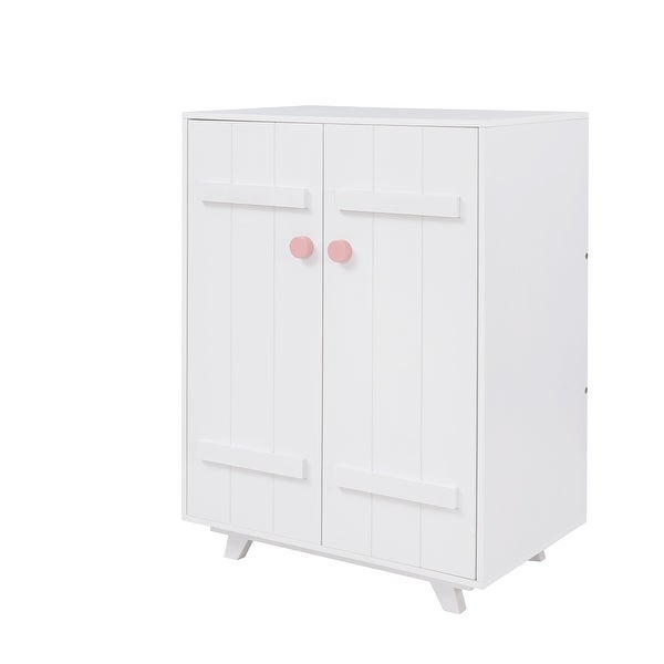 Wooden Wardrobe Cabinet with Hanging Rod，Storage Armoires with Doors - - 36860869