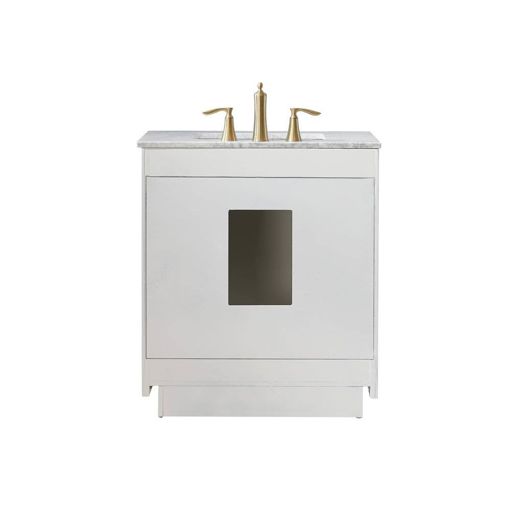 Altair Ivy 30 in. Bath Vanity in White with Carrara Marble Vanity Top in White with White Basin 531030-WH-CA-NM