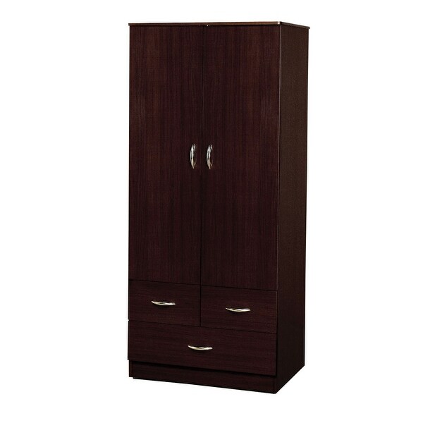 Yorktown Wardrobe with Three Drawers in Espresso - - 35807366