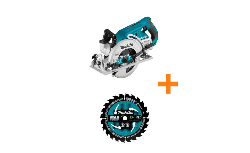 Makita XSR01Z 18-Volt X2 LXT (36-Volt) Brushless Cordless Rear Handle 7.25 in. Circular Saw (Tool-Only) with B61656 Bonus 7.25 in. Saw Blade