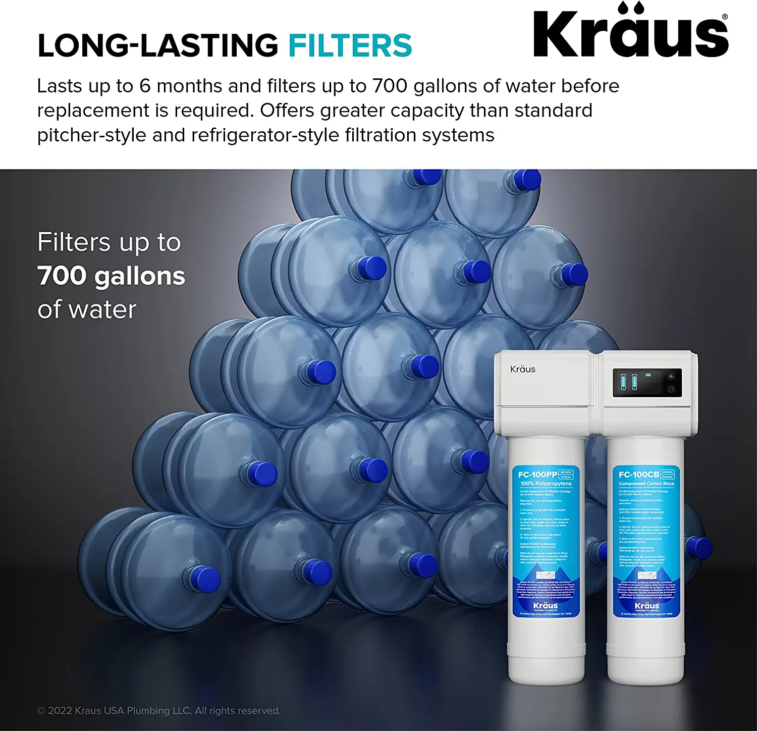 Kraus Purita Dual-stage Carbon Block Under Sink Water Filtration System