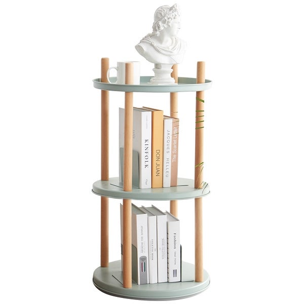 Storage Shelf， 360° Rotating Bookshelf， 3 Tier/4 Tier Bookcase w/ Large-Capacity Storage Space， Multifunctional Storage Rack