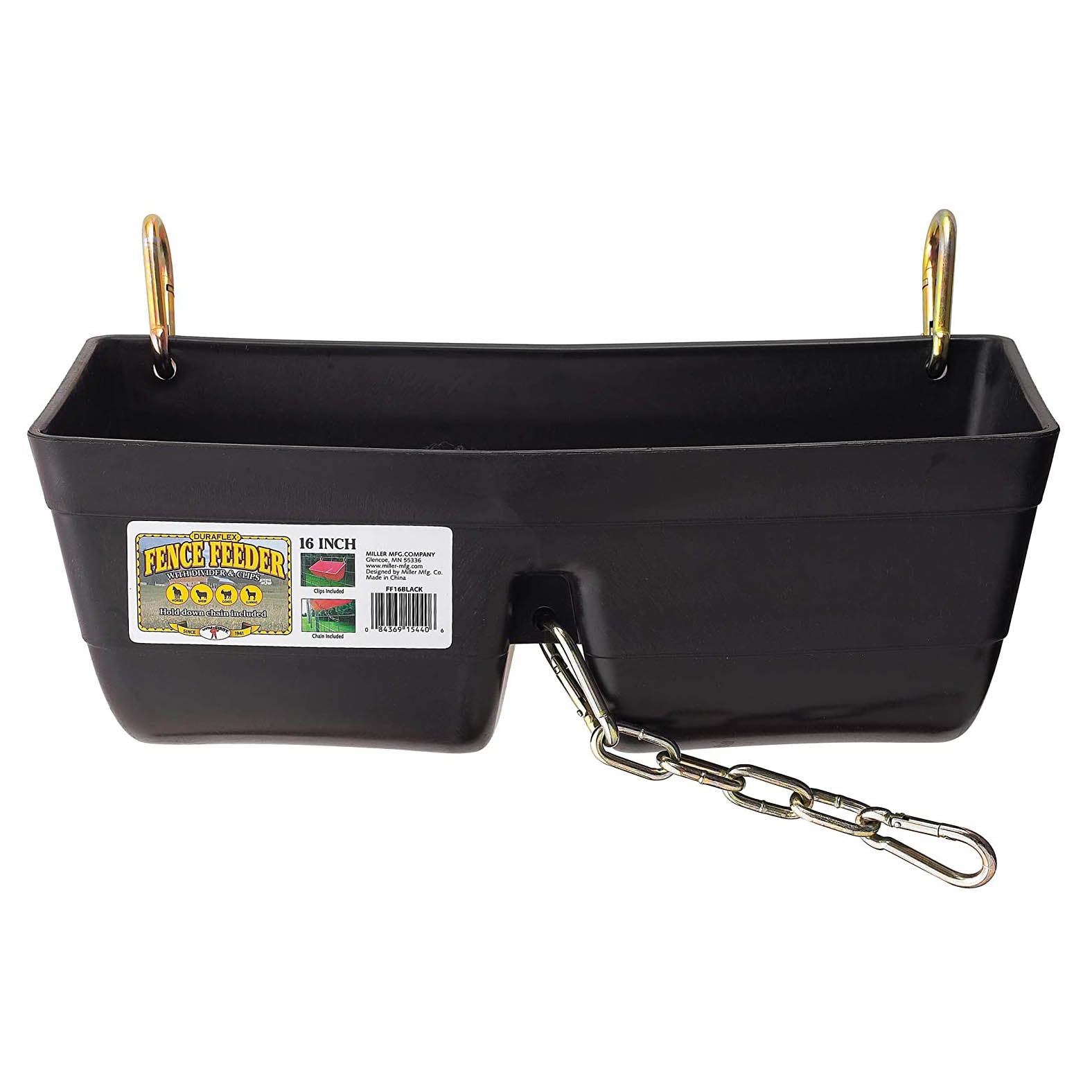 Little Giant 9 Quart Heavy Duty Feed Trough Bucket Fence Feeder， Black (6 Pack)