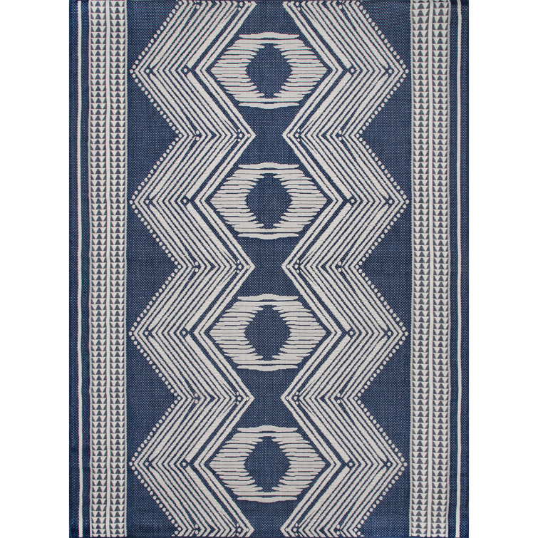 Kendall Geometric Indoor / Outdoor Patio Area Rug in Tan