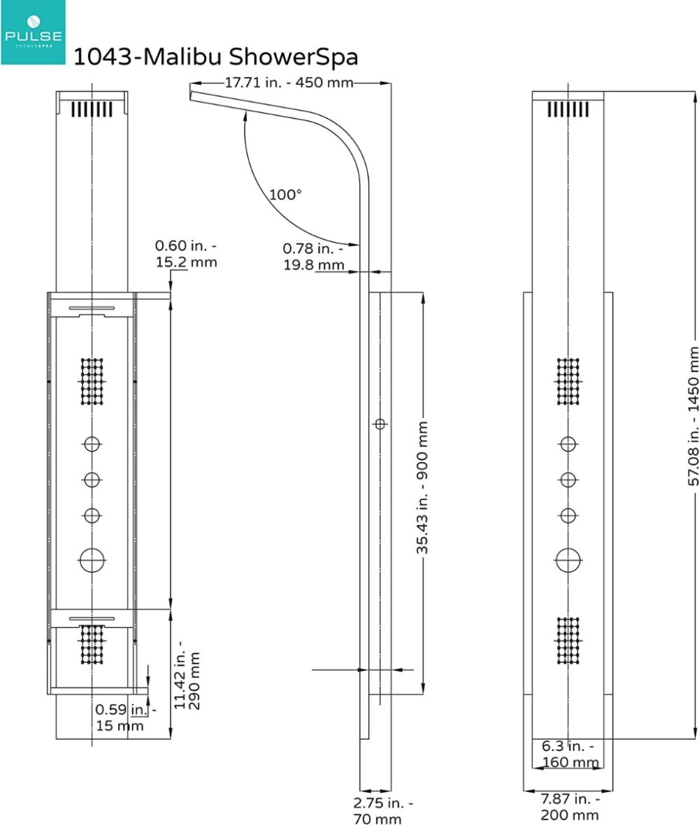 Pulse ShowerSpa Malibu ShowerSpa - Stainless Steel Brushed 1043-SSB