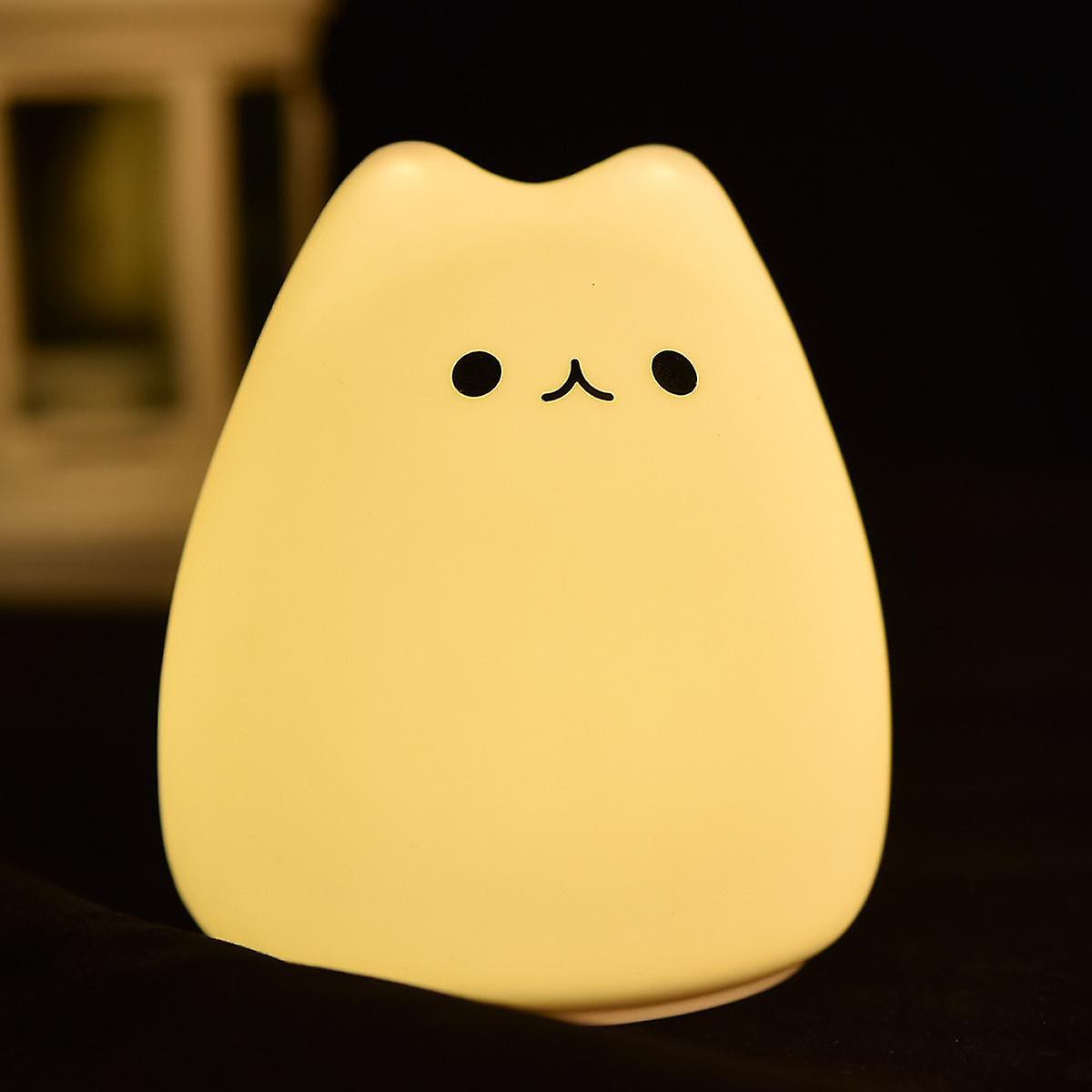 Cat Night Light For Kids Cat Lamp For Baby Teen 7 Colors Table Lamps Room Decor With Battery Powered Cute Led Multicolor Light Gifts