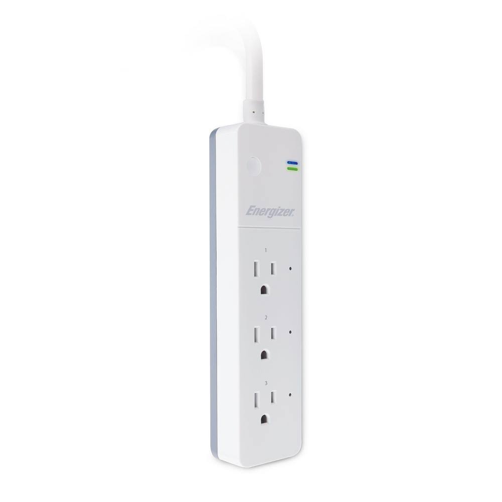 Energizer Smart Wi-Fi 3-Outlet Power Strip Surge Protector 600 Joules Works With AlexaSiriGoogle EIS3-1003-WHT