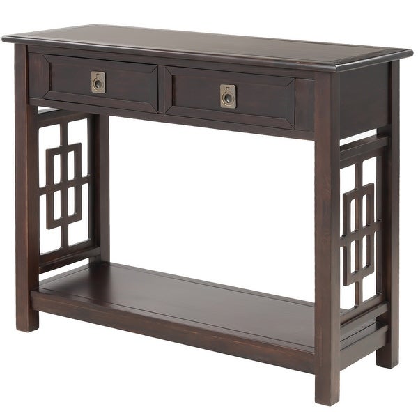 Merax Entryway Accent Console Table with 2 Drawers and Bottom Shelf