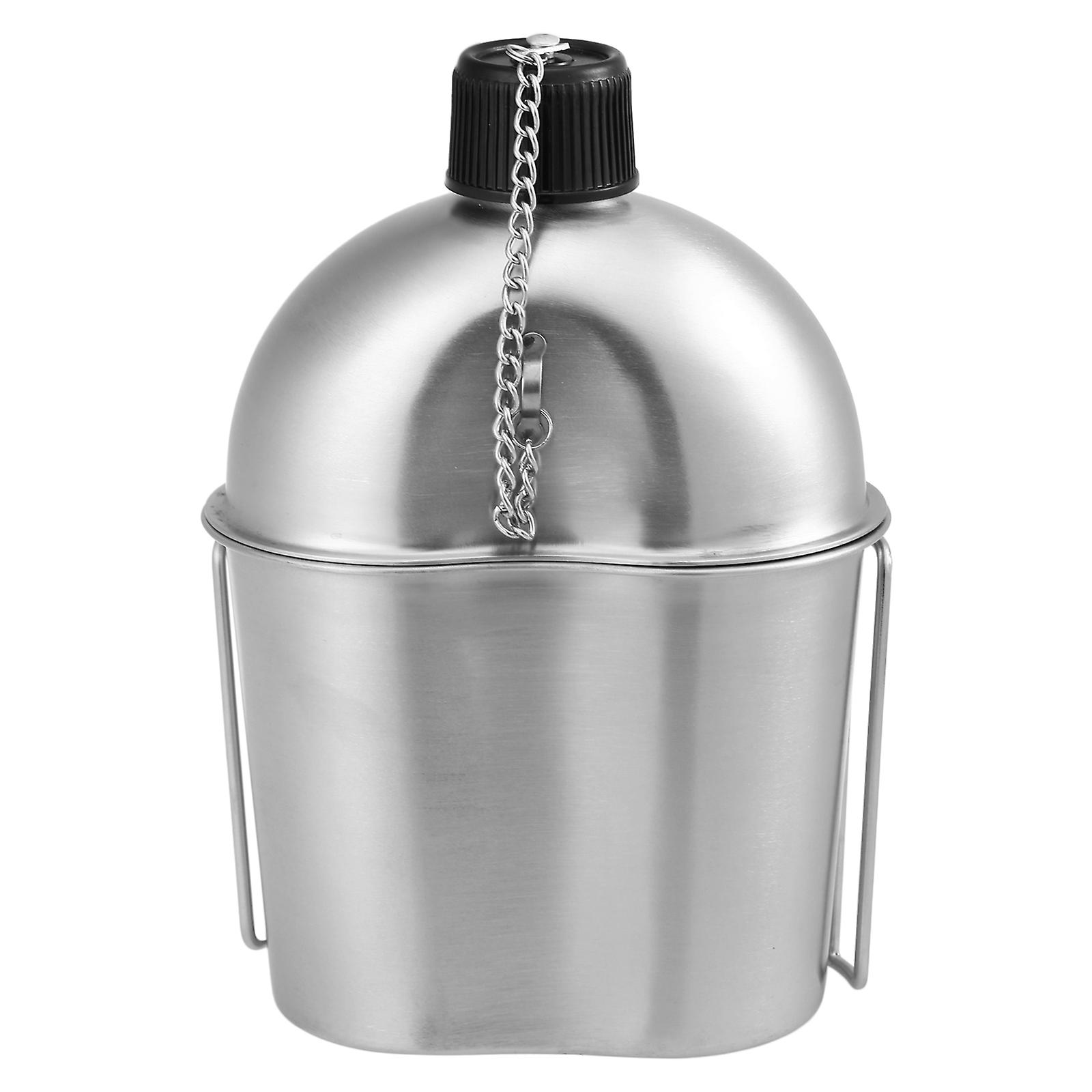 Portable Stainless Steel Military Canteen With Cup Set For Outdoor Camping Hiking Backpacking Picnic Survival