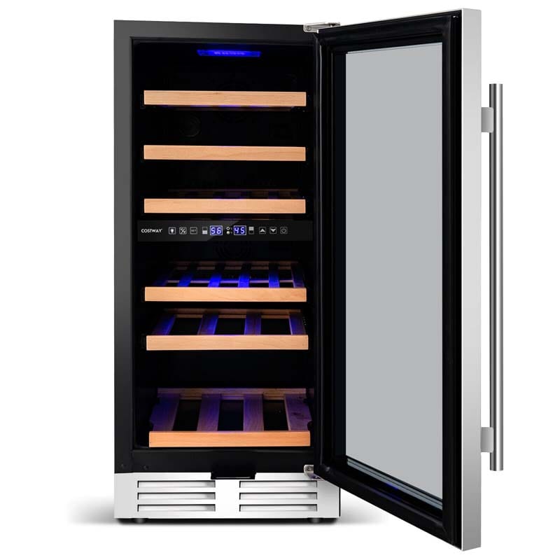 30-Bottle Wine Cooler Dual Zone Wine Cellar with Temp Memory, Freestanding & Built-in Wine Refrigerator