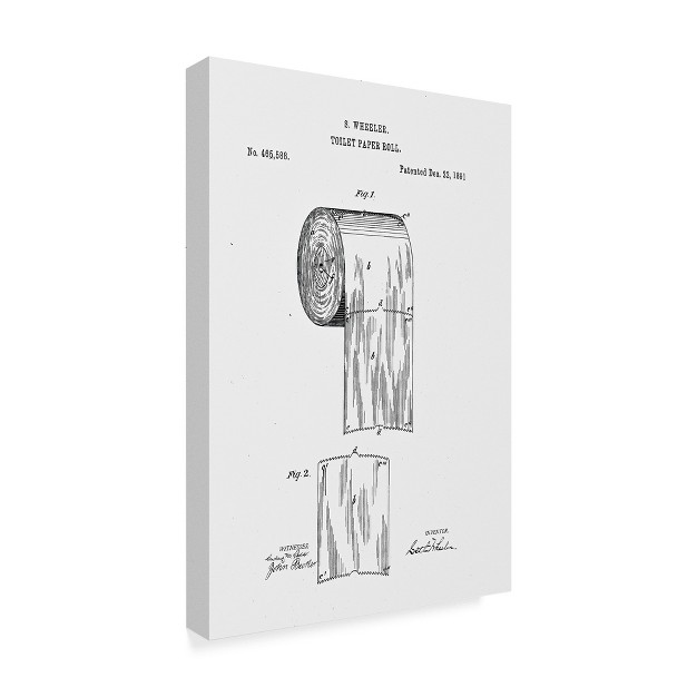 Trademark Fine Art claire Doherty x27 toilet Paper Roll Patent 1891 White x27 Canvas Art