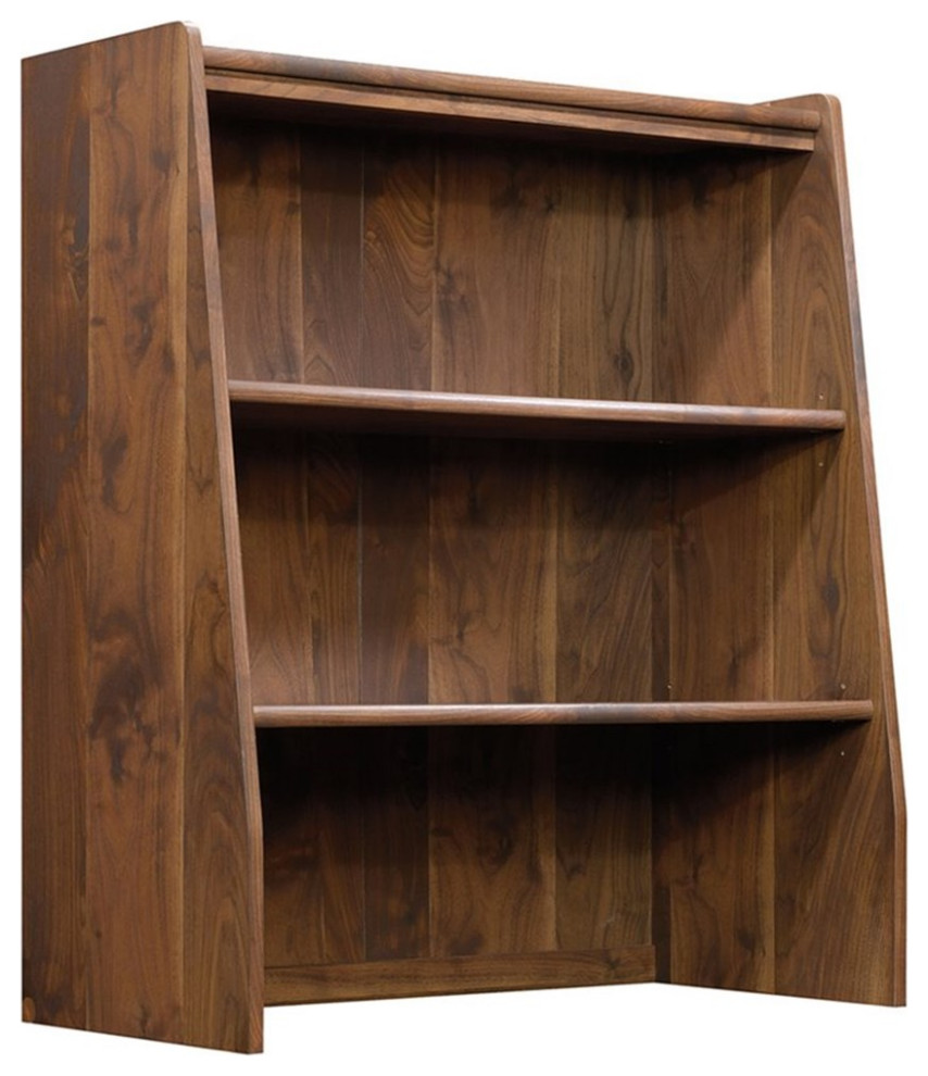 Pemberly Row Mid Century Engineered Wood Bookcase Hutch in Grand Walnut   Transitional   Bookcases   by Homesquare  Houzz