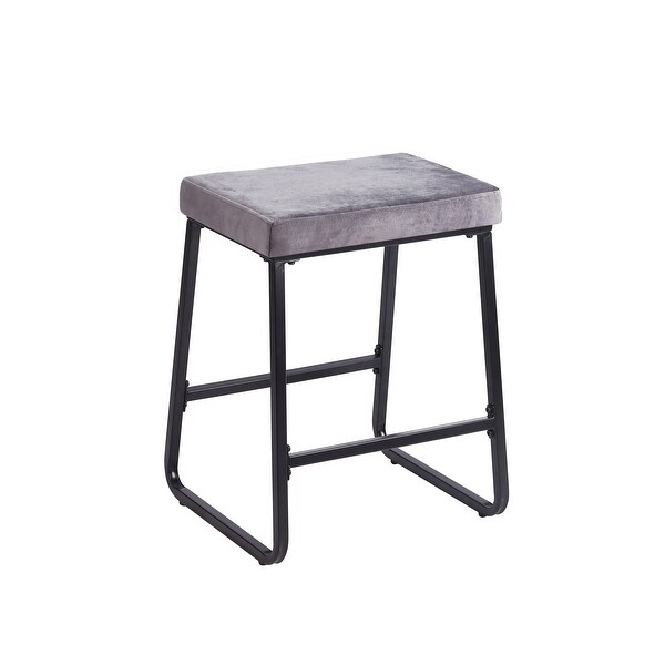 Porthos Home Sato Counter Stools Set of 2， Velvet Upholstery， Iron Legs