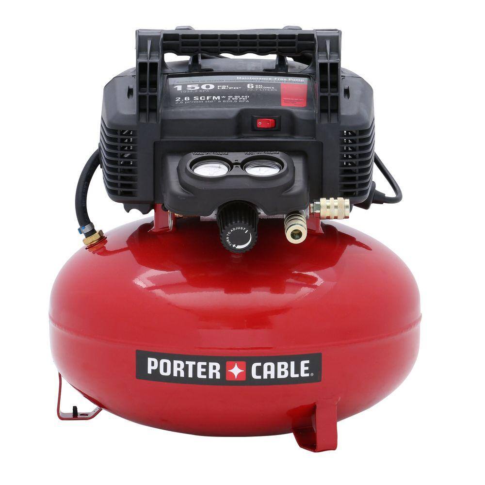 Porter-Cable 6 Gal. 150 PSI Portable Electric Pancake Air Compressor and 2 in. x 18-Gauge Brad Nail (1000 Per Box) C2002W18200-1