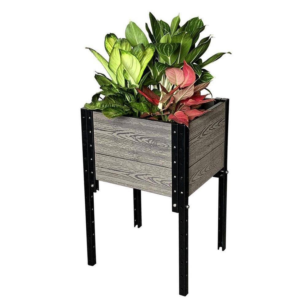 EverBloom 17 in. L x 19 in. W x 28 in. H Elevated Composite Planter Box in Grey E281719G