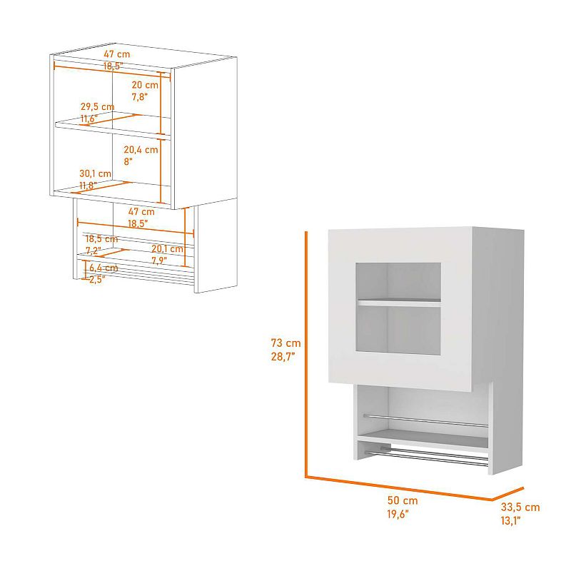 Florence Kitchen Wall Cabinet， Spice and Towel Rack