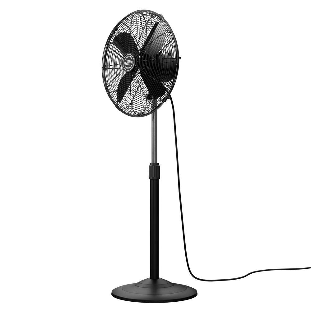 Hunter Classic 16 in. 3-speed Pedestal Fan in Matte Black with Non-slip Base and Easy-Carry Handle 97316