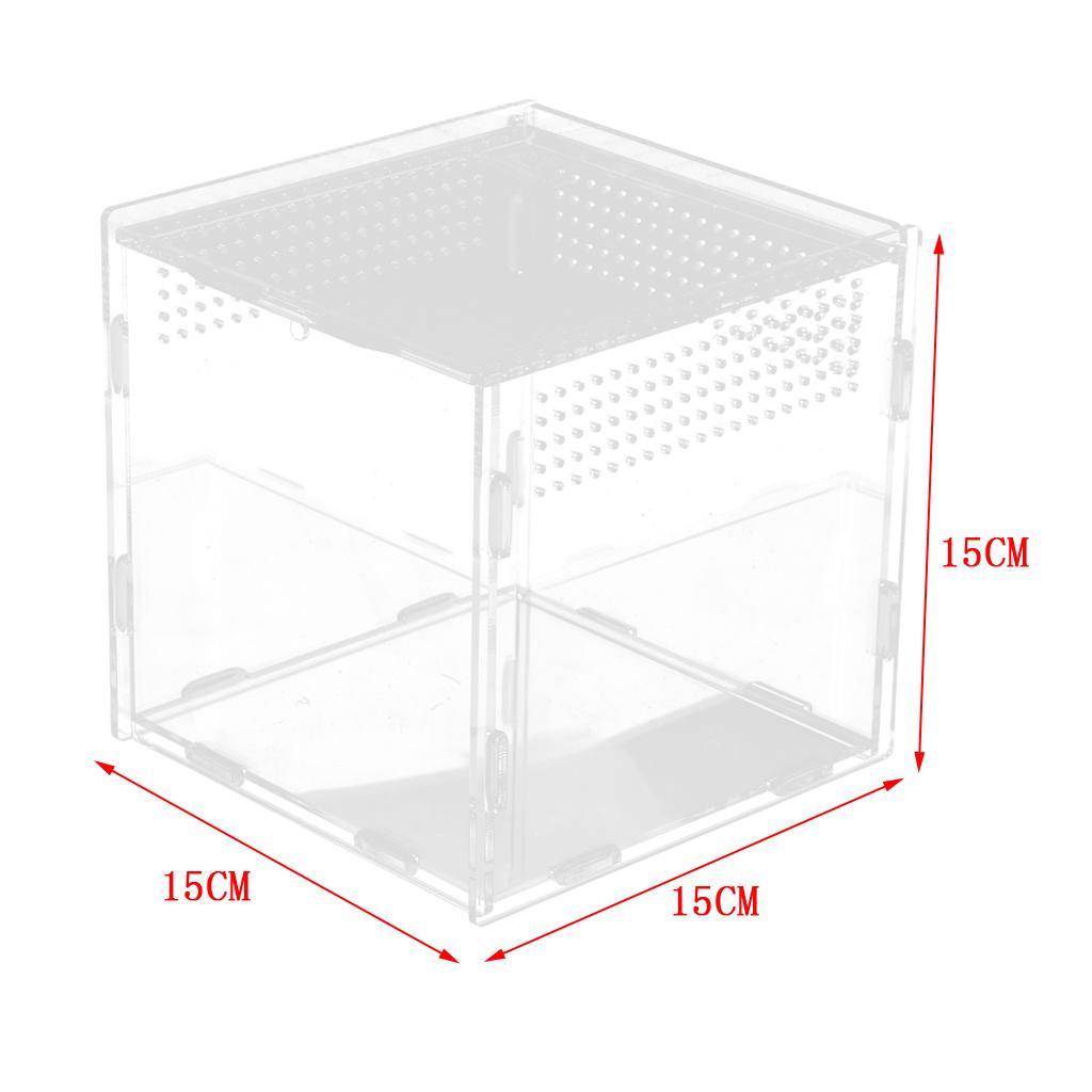 Transparent Acrylic Aquarium Fish Tank Box Reptile Lizaed Spider Tank Breeding Box Terrarium Habitat 15x15x15cm 1