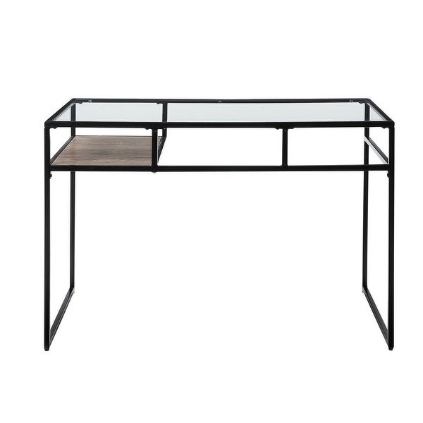 Console Table with Glass Tabletop and Open Compartment