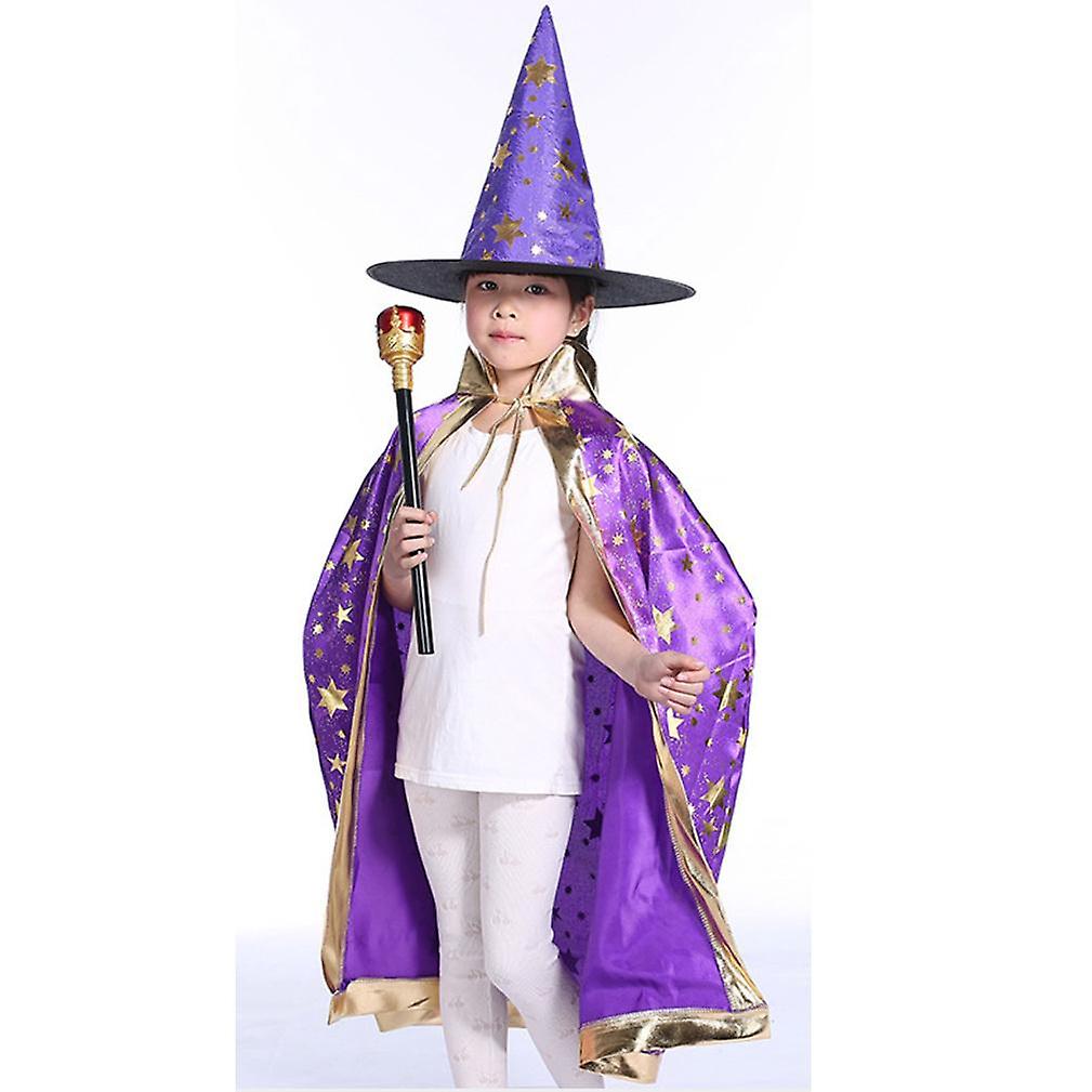 2 Pcs Kids Cosplay Witch Cloak Set Enchanter Shoulder Cape Costumes For Halloween Children's Day Show