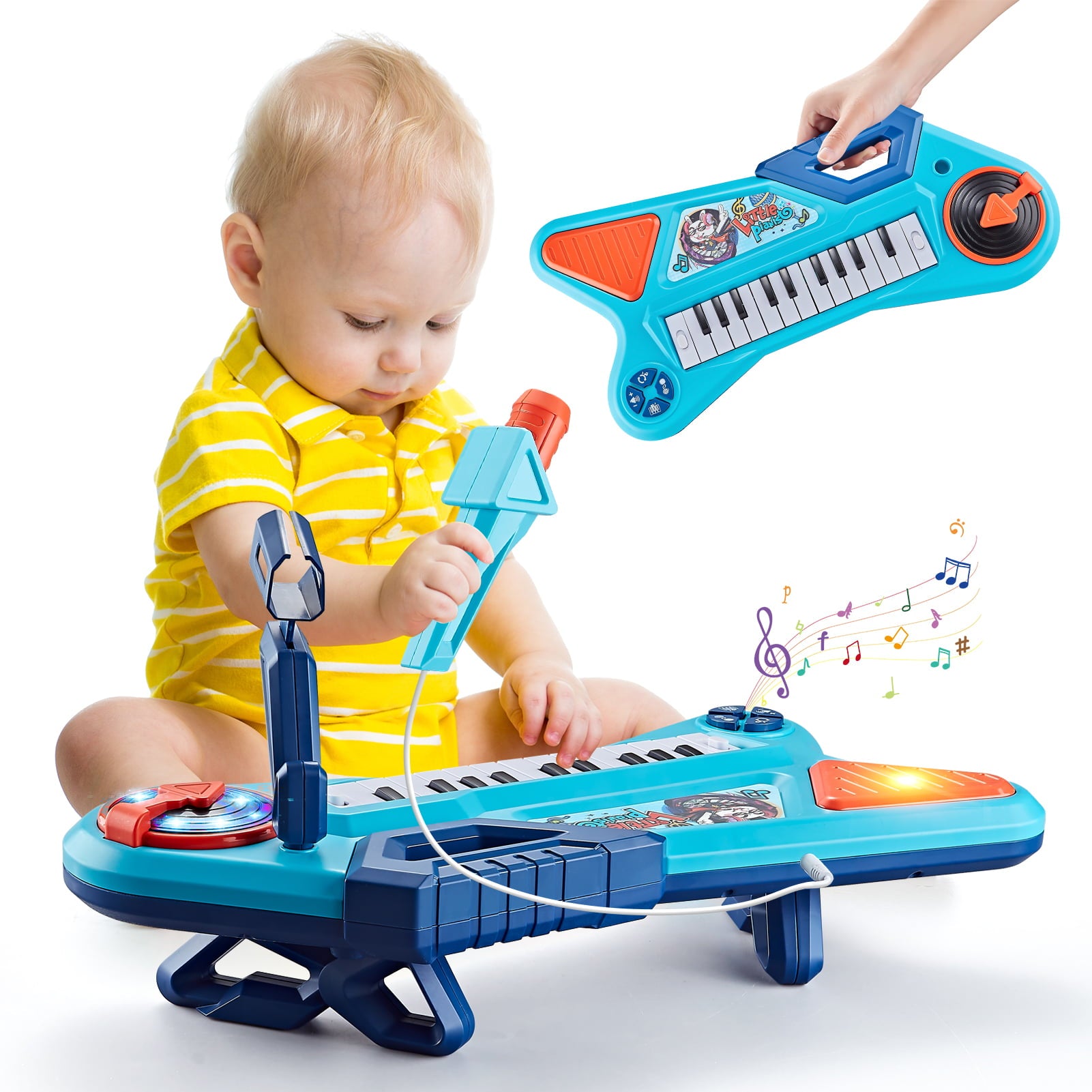 First Birthday Toddler Piano Toys for 1 Year Old Boy Gift Baby Keyboard and Microphone Musical Instruments