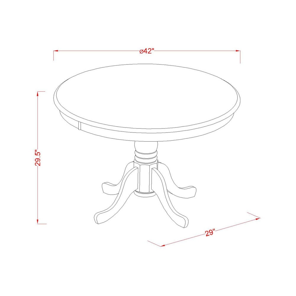 East West Furniture Hartland Dining Table   a Round Table Top with Pedestal Base(Finish Options)