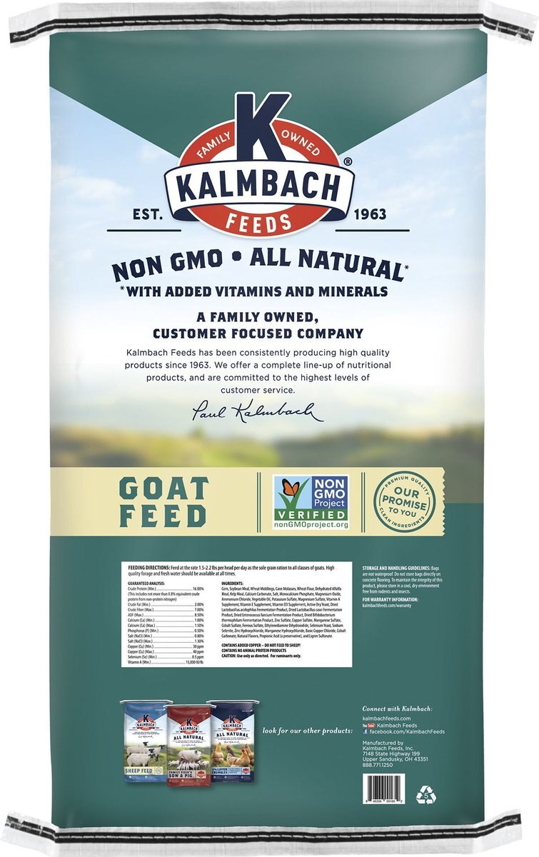 Kalmbach Feeds 16% Non-GMO Pelleted Goat Feed， 50-lb bag