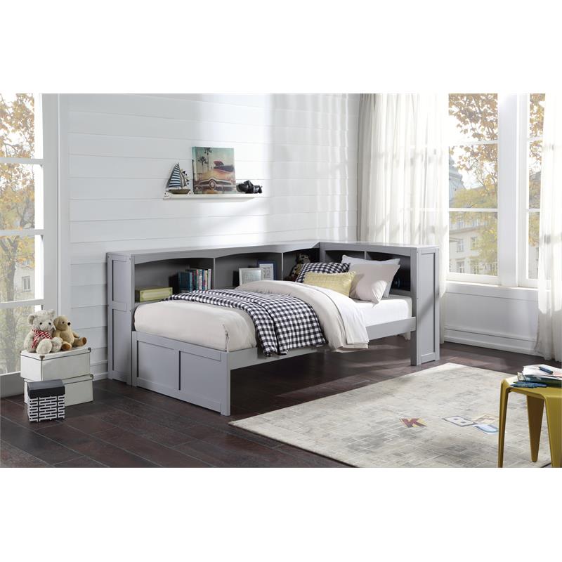 Lexicon Orion Transitional Engineered Wood Storage Bookcase Bed, Twin, Gray