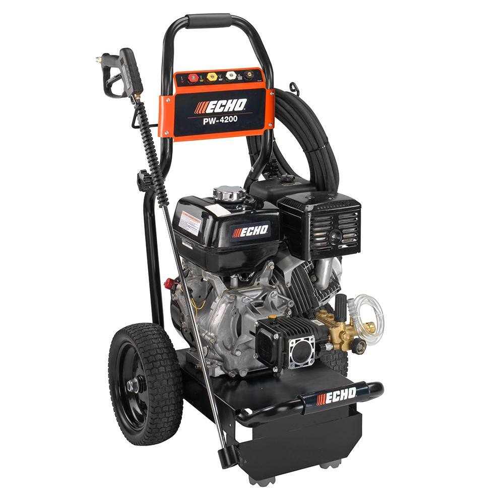 ECHO 4200 PSI 4.0 GPM Gas Cold Water Pressure Washer with Honda GX390 Engine and 50 Foot Hose with 4 Included Nozzle Tips PW-4200