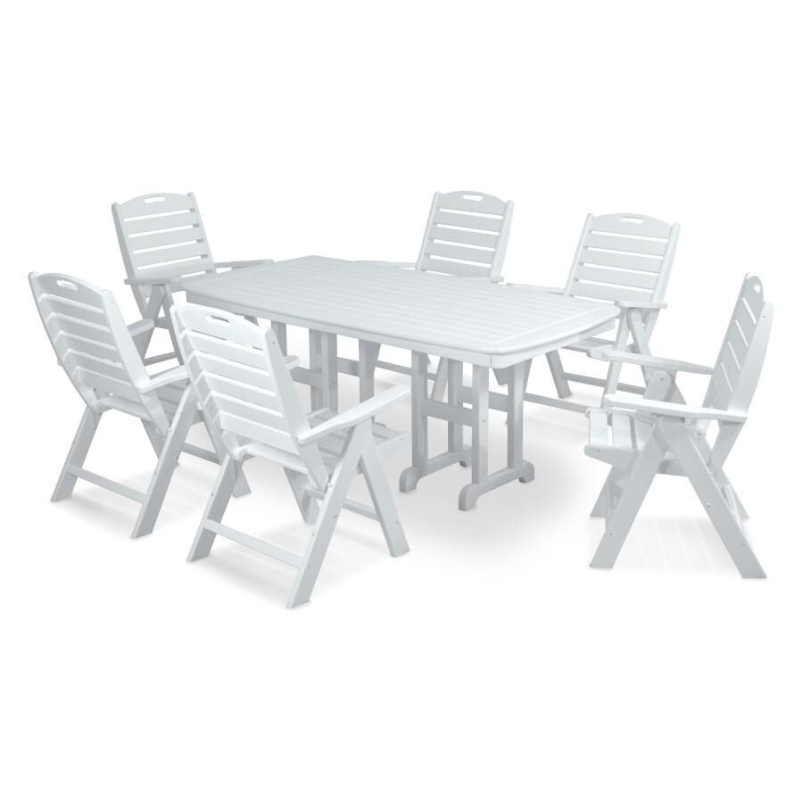 POLYWOOD Nautical 7-Piece Dining Set in White