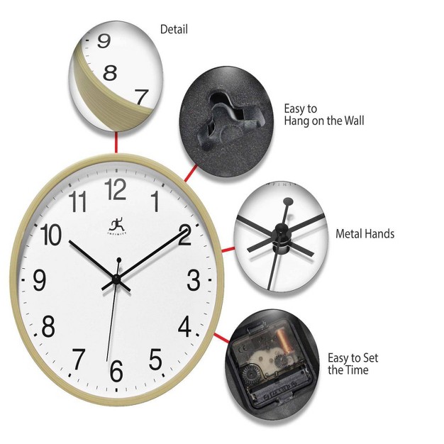 Light Oak Wall Clock Tan Infinity Instruments