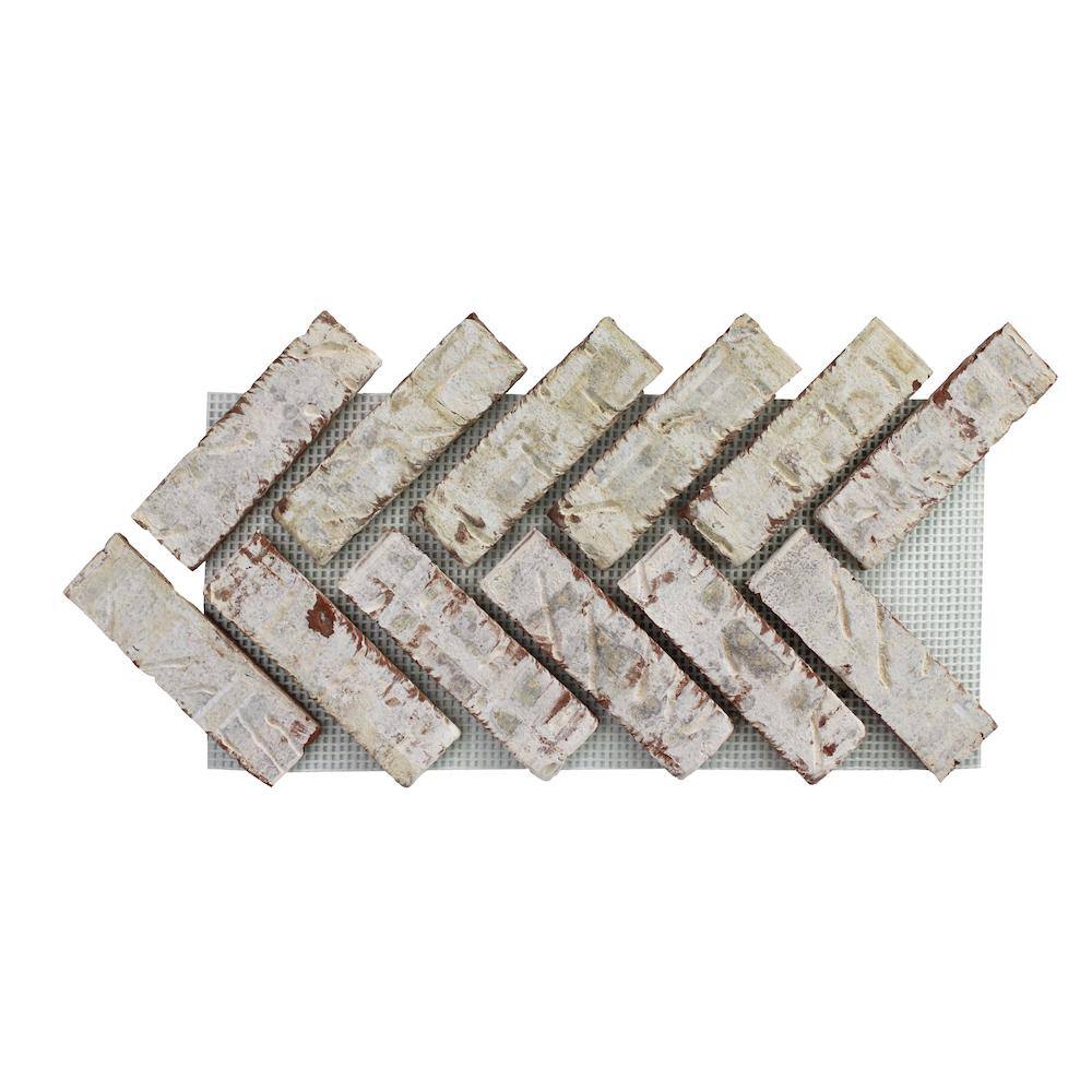 Old Mill Brick 28 in. x 10.5 in. x. 0.5 in. Brickwebb Herringbone Glacier Bay Thin Brick Sheets (Box of 4-Sheets) BWH-370049CS